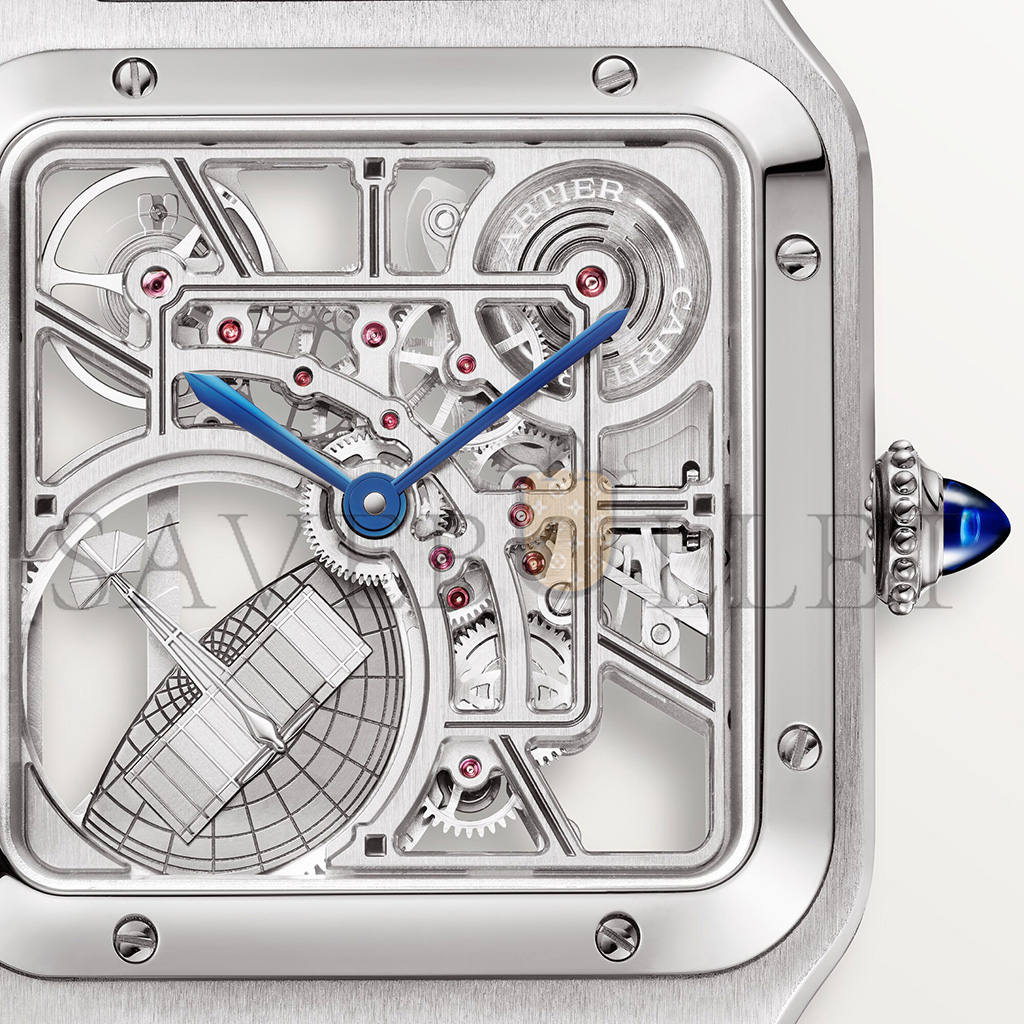 Ca*t*er santos-dumont skeleton watch with micro-rotor whsa0032